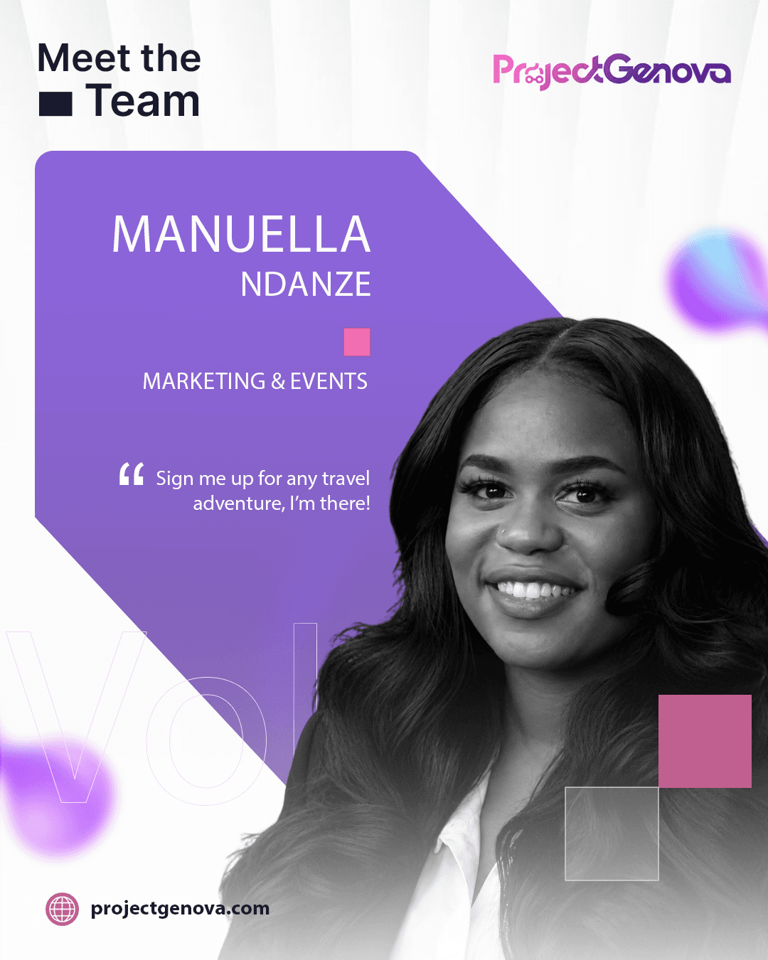 Manuella Ndanze, Marketing & Events